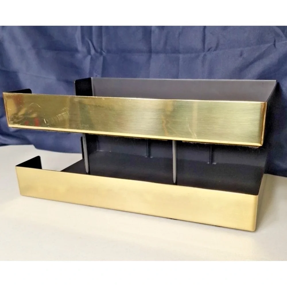 VTG Smokador Brass Full Heavy Metal Executive Double Letter Tray Mirror Finish